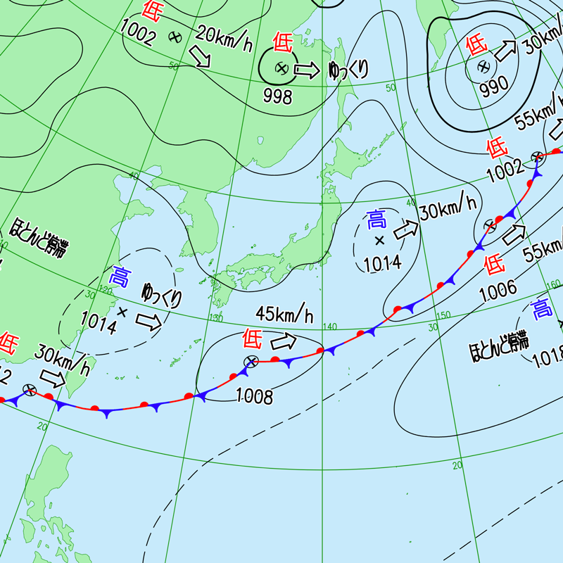 11日の天気図 気象庁より